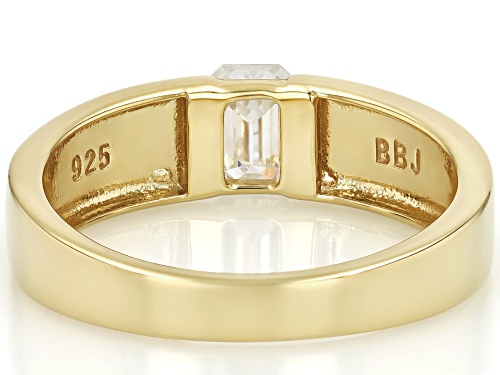 MOISSANITE FIRE® 0.58CT DEW EMERALD CUT 14K YELLOW GOLD OVER STERLING SILVER BAND RING - Size 7