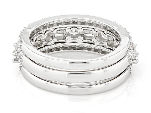 Moissanite Fire® 2.06ctw DEW Baguette And Round Platineve® Set of 3 Band Rings - Size 8