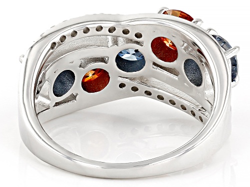 MOISSANITE FIRE® AND MULTI COLOR MOISSANITE 2.66CTW DEW ROUND PLATINEVE® RING - Size 5