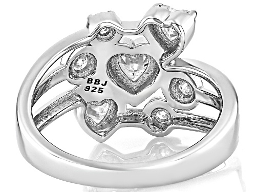 MOISSANITE FIRE® 1.28CTW DEW HEART SHAPE AND ROUND BRILLIANT PLATINEVE® RING - Size 7