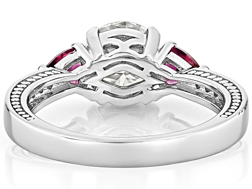 MOISSANITE FIRE® 1.62CTW DEW AND .60CTW RHODOLITE PLATINEVE® RING - Size 9