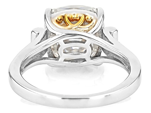 MOISSANITE FIRE® 5.00CT DEW PLATINEVE® & 14K YELLOW GOLD OVER SILVER RING - Size 10