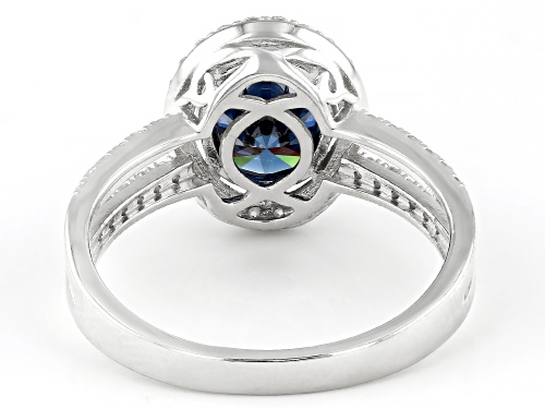 MOISSANITE FIRE® & NAVY BLUE MOISSANITE 2.58CTW DEW OVAL AND ROUND PLATINEVE® RING - Size 9