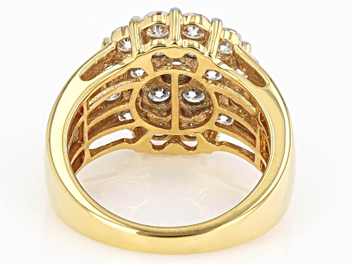 MOISSANITE FIRE® 1.90CTW DEW ROUND BRILLIANT 14K YELLOW GOLD OVER SILVER CLUSTER RING - Size 8