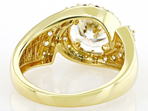 MOISSANITE FIRE® 2.54CTW DEW ROUND BRILLIANT 14K YELLOW GOLD OVER SILVER RING - Size 7