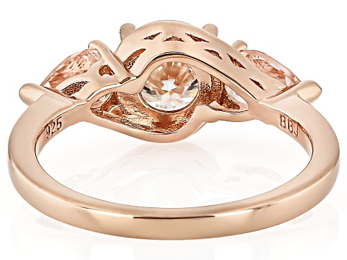 MOISSANITE FIRE® 1.20CT DEW AND MORGANITE  14K ROSE GOLD OVER SILVER RING - Size 7