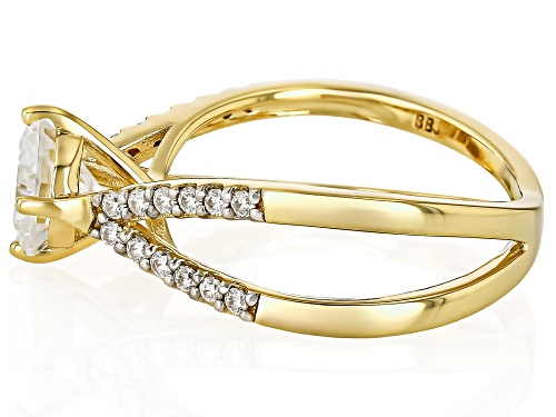 MOISSANITE FIRE® 1.44CTW DEW ROUND BRILLIANT 14K YELLOW GOLD OVER SILVER RING - Size 7