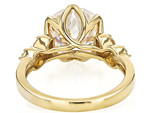 MOISSANITE FIRE® 4.48CTW DEW 14K YELLOW GOLD OVER SILVER RING - Size 10