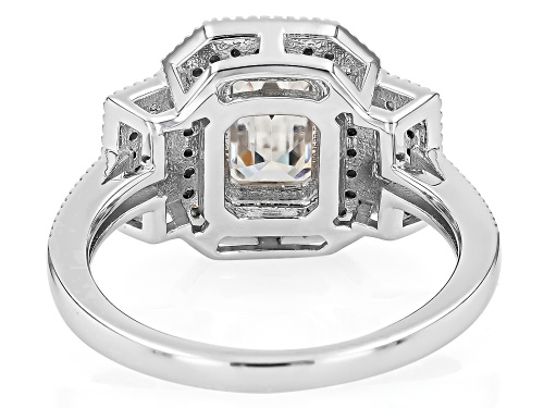 MOISSANITE FIRE® 2.49CTW EMERALD WITH BAGUETTE AND ROUND PLATINEVE® RING - Size 6