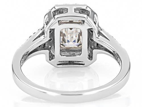 MOISSANITE FIRE® 2.35CTW EMERALD AND ROUND PLATINEVE® RING - Size 8