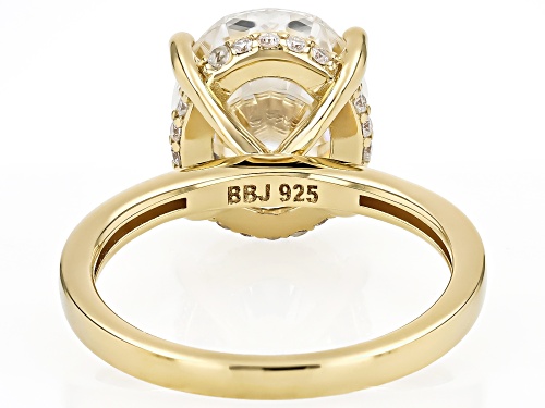MOISSANITE FIRE® 6.08CTW DEW OVAL AND ROUND 14K YELLOW GOLD OVER SILVER RING - Size 9