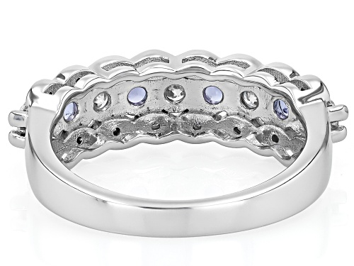 MOISSANITE FIRE® .66CTW DEW ROUND WITH  ROUND TANZANITE PLATINEVE® RING - Size 8