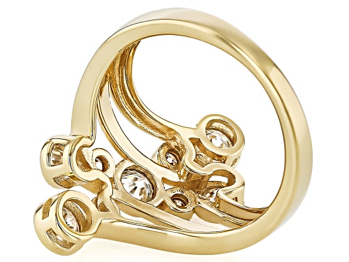 MOISSANITE FIRE® 1.13CTW DEW ROUND BRILLIANT 14K YELLOW GOLD OVER SILVER RING - Size 5