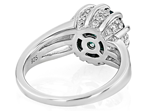 MOISSANITE FIRE® & GREEN MOISSANITE    3.16CTW ROUND PLATINEVE® RING - Size 8