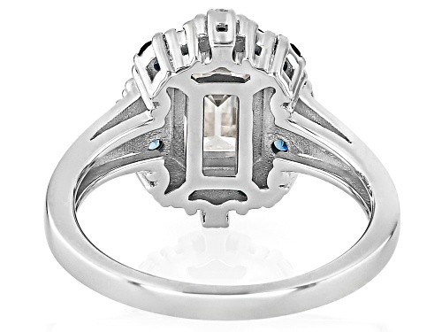 MOISSANITE FIRE® 1.79CTW DEW AND BLUE SAPPHIRE PLATINEVE® RING - Size 7