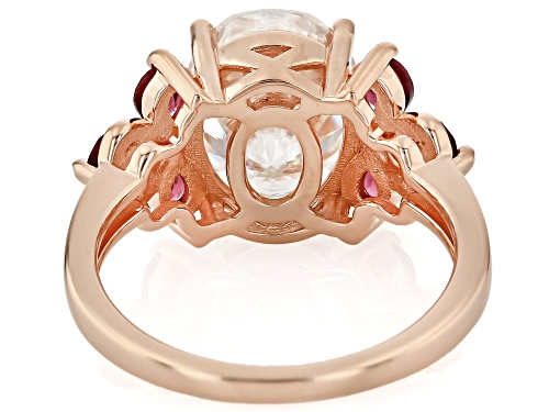 MOISSANITE FIRE® 4.20CT DEW AND RHODOLITE 14K ROSE GOLD OVER SILVER RING - Size 10