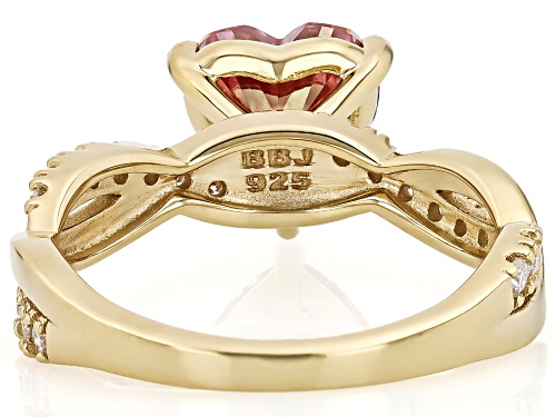 MOISSANITE FIRE® & PINK MOISSANITE 2.18CTW DEW 14K YELLOW GOLD OVER SILVER RING - Size 8