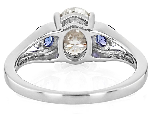 MOISSANITE FIRE® 1.50CT DEW AND TANZANITE PLATINEVE® 3 STONE RING - Size 6