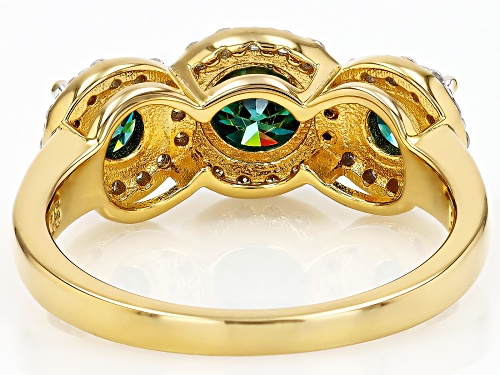 MOISSANITE FIRE® AND GREEN MOISSANITE 1.85CTW DEW 14K YELLOW GOLD OVER SILVER RING - Size 8