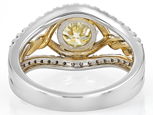 MOISSANITE FIRE® AND YELLOW MOISSANITE 1.56CTW DEW ROUND BRILLIANT PLATINEVE® TWO TONE RING - Size 10