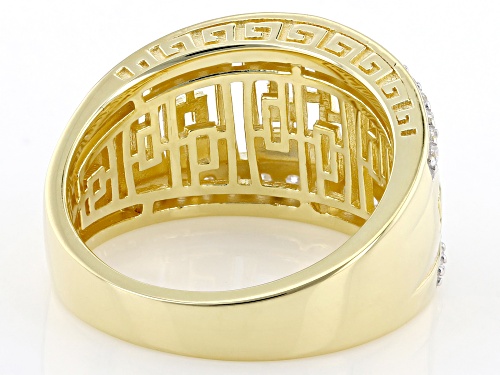 MOISSANITE FIRE® .66CTW DEW ROUND BRILLIANT 14K YELLOW GOLD OVER SILVER GREEK KEY RING - Size 5