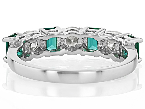 MOISSANITE FIRE® AND LAB CREATED EMERALD .69CTW DEW PLATINEVE® RING - Size 6