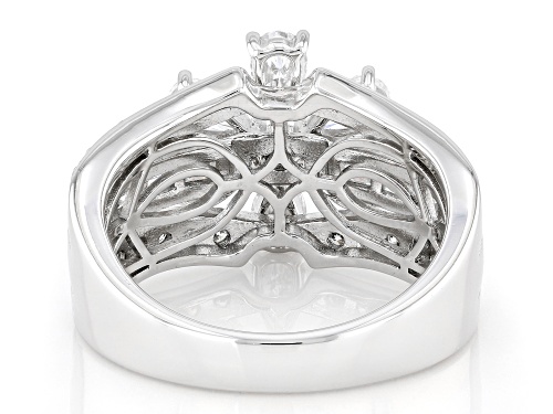 MOISSANITE FIRE® 1.79CTW DEW ROUND BRILLIANT, PEAR SHAPE AND BAGUETTE PLATINEVE® RING - Size 7