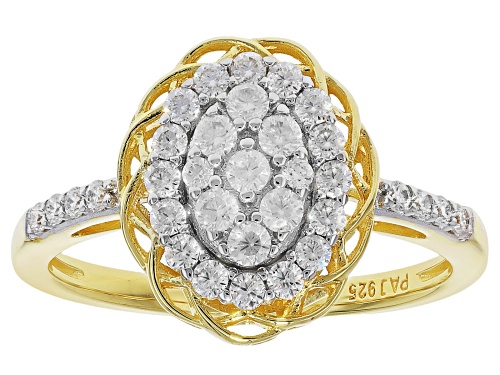 MOISSANITE FIRE® 1.74CTW DEW 14K YELLOW GOLD OVER SILVER EARRINGS, RING, PENDANT AND CHAIN SET