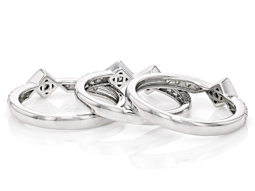 MOISSANITE FIRE® 2.66CTW DEW PRINCESS CUT AND ROUND BRILLIANT PLATINEVE® SET 3 RINGS - Size 5