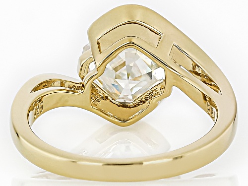 MOISSANITE FIRE® 2.96CT DEW ASSCHER CUT 14K YELLOW GOLD OVER SILVER RING - Size 6