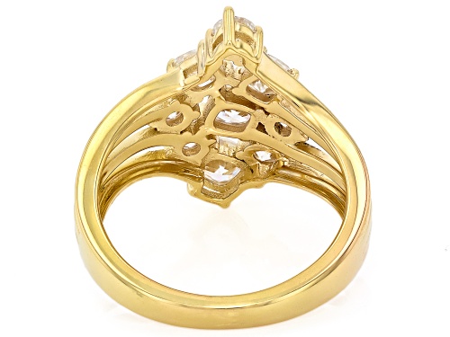 MOISSANITE FIRE® 1.75CTW DEW CUSHION CUT AND ROUND BRILLIANT 14K YELLOW GOLD OVER SILVER RING - Size 6