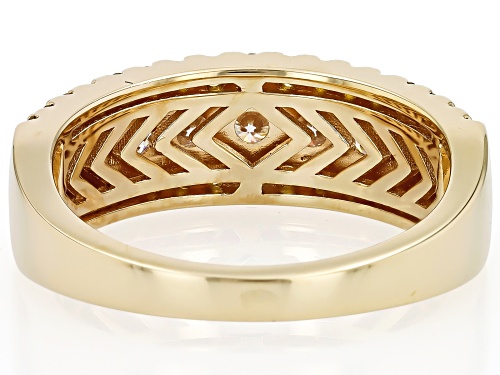MOISSANITE FIRE® .90CTW DEW AND .49CTW YELLOW DIAMOND 14K YELLOW GOLD OVER SILVER RING - Size 10