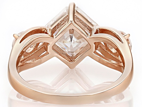 MOISSANITE FIRE® 2.96CT DEW ASSCHER CUT AND MORGANITE 14K ROSE GOLD OVER SILVER RING - Size 8