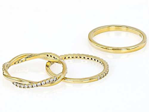 MOISSANITE FIRE® 0.57CTW DEW 14K YELLOW GOLD OVER SILVER SET OF 3 RINGS - Size 8