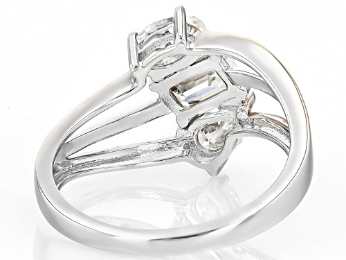 MOISSANITE FIRE® 1.49CTW DEW PLATINEVE® TRI COLOR 3 STONE RING - Size 10