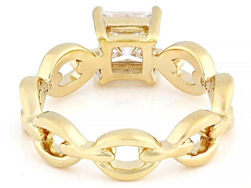 MOISSANITE FIRE® 1.20CT DEW SQUARE PRINCESS 14K YELLOW GOLD OVER SILVER RING - Size 9
