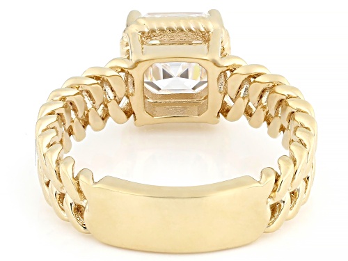 MOISSANITE FIRE® 1.85CT DEW ASSCHER CUT 14K YELLOW GOLD OVER SILVER RING - Size 8