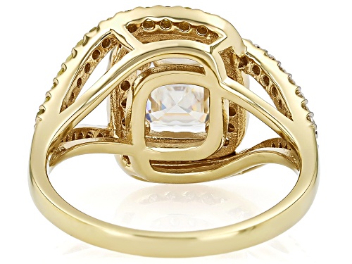 MOISSANITE FIRE® 2.16CTW DEW AND .21CTW NATURAL YELLOW DIAMOND 14K YELLOW GOLD OVER SILVER RING - Size 7