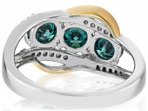 MOISSANITE FIRE® AND GREEN MOISSANITE 1.72CTW DEW PLATINEVE® TONE RING - Size 8