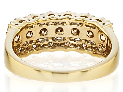 MOISSANITE FIRE® AND CHAMPAGNE MOISSANITE 1.20CTW DEW 14K YELLOW GOLD OVER SILVER RING - Size 5