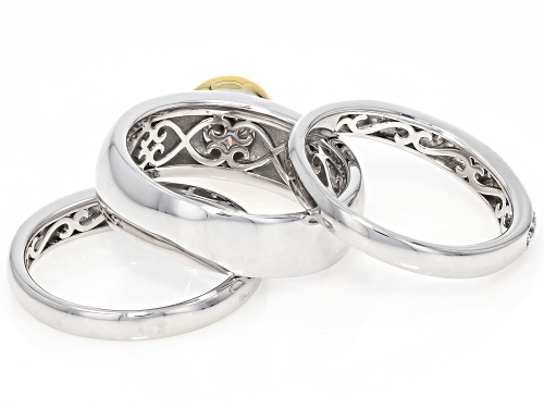 MOISSANITE FIRE® 1.28CTW DEW PLATINEVE® TWO TONE RING WITH TWO BANDS - Size 7