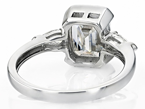 MOISSANITE FIRE® 2.87CTW DEW EMERALD AND PEAR SHAPE PLATINEVE® RING - Size 8