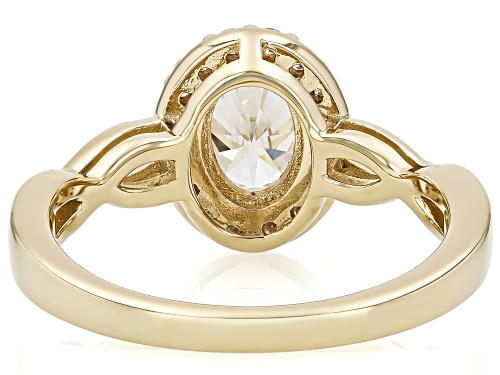 MOISSANITE FIRE® 1.22CTW DEW OVAL AND ROUND 14K YELLOW GOLD OVER SILVER RING - Size 7