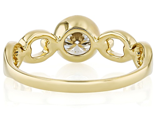 MOISSANITE FIRE® .60CT DEW ROUND BRILLIANT 14K YELLOW GOLD OVER SILVER RING - Size 7