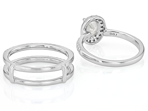 MOISSANITE FIRE® 1.44CTW DEW OVAL AND ROUND BRILLIANT PLATINEVE® RING WITH GUARD - Size 8