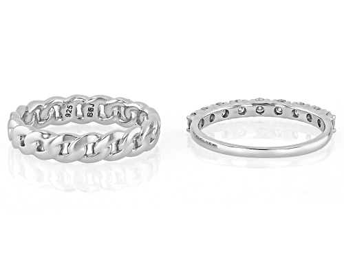 MOISSANITE FIRE® 0.66CTW DEW ROUND BRILLIANT PLATINEVE® SET OF 2 RINGS - Size 7