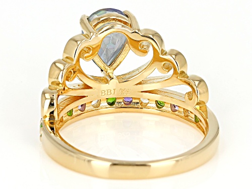 1.23ct Multi-Color Topaz With .40ctw Chrome Diopside, Amethyst And Citrine 18k Gold Over Silver Ring - Size 8