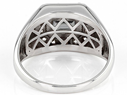 1.04ct Mystic Fire® Green Topaz And 0.84ctw White Zircon Rhodium Over Sterling Silver Men's Ring - Size 12