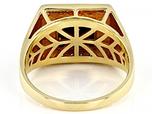 3.48ct Black Spinel And 0.27ctw White Zircon 18k Yellow Gold Over Sterling Silver Men's Ring - Size 12