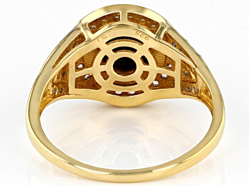 1.71ct Black Spinel And 0.45ctw White Zircon 18k Yellow Gold Over Sterling Silver Men's Ring - Size 12